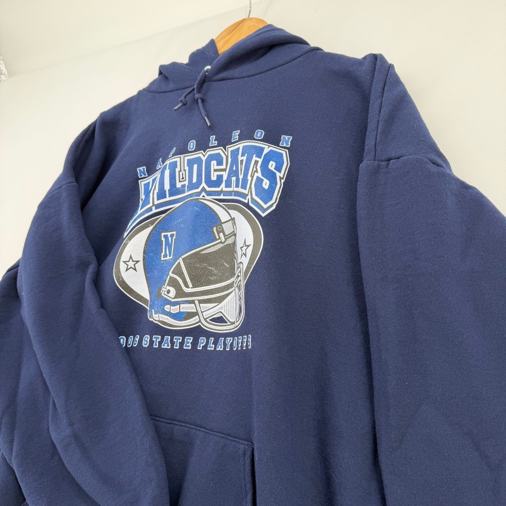 Jerzees Napoleon Wildcats 2006 State Playoffs Hoodie Navy Blue Mens 2XL